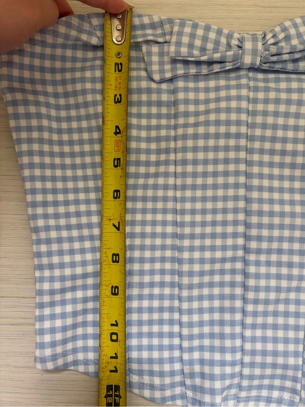 NWT Altar'd State Coquette Blue Gingham Corset Top with Bow - Size Large - Picture 5 of 6